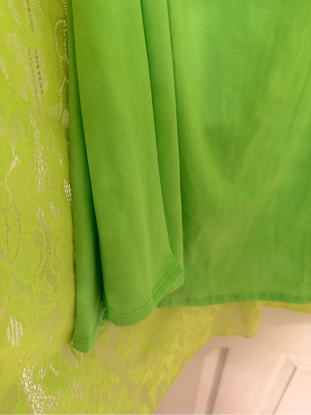 LuLaRoe Neon Lime Lace A-Line Skirt with Black Waistband - Picture 3 of 3